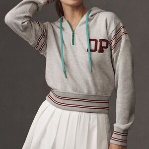 Stylish Gray Hoodie with Maroon and Teal Accents